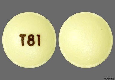 Yellow Round T81 - Aspirin 81mg Enteric Coated Tablet