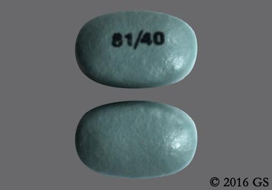 Blue-green Oval 81/40 - Aspirin/Omeprazole 81mg-40mg Delayed-Release Tablet
