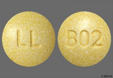 Yellow Round B02 - Lisinopril/Hydrochlorothiazide 20mg-12.5mg Tablet