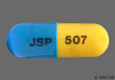 Blue, Yellow Capsule JSP 507 - Butalbital/Aspirin/Caffeine/Codeine Phosphate 50mg-325mg-40mg-30mg Capsule