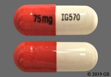 Orange, White Capsule 75 mg IG570 - Pregabalin 75mg Capsule