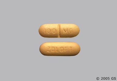 Yellow Oblong ZOLOFT - Sertraline Hydrochloride 100mg Tablet