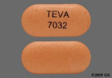 Orange Oblong TEVA 7032 - Mycophenolic Acid 360mg Delayed-Release Tablet