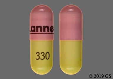 Yellow, Pink Capsule Lannett 330 - Aspirin 25mg and Dipyridamole 200mg Extended-Release Capsule