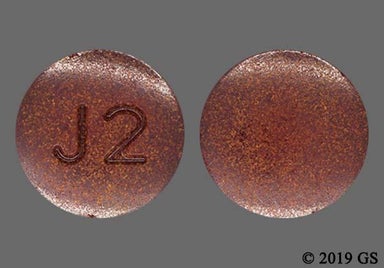 Red-brown Round J2 - Phenazopyridine Hydrochloride 200mg Tablet