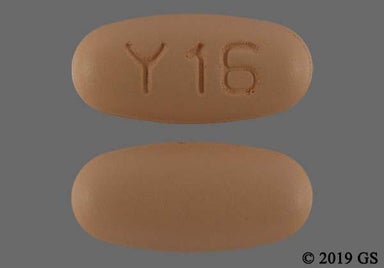 Orange-brown Oval Y 16 - Entacapone 200mg Tablet