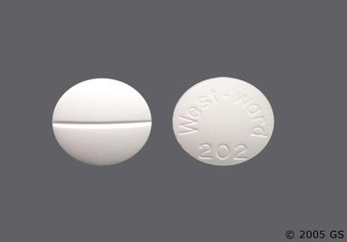White Round WEST-WARD 202 - Cortisone Acetate 25mg Tablet