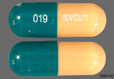 Green, Brown Capsule 019 novitium - Prazosin Hydrochloride 1mg Capsule