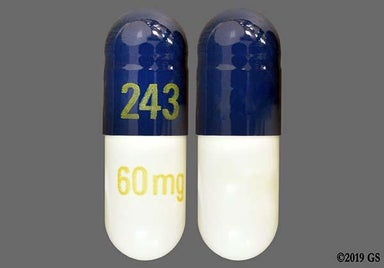 White, Blue Capsule 243 60 mg - Duloxetine 60mg Delayed-Release Capsule
