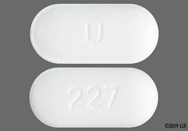White Oblong U And 227 - Metronidazole 500mg Tablet