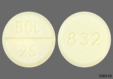 Yellow Round 832 And Bcl 25 - Bethanechol Chloride 25mg Tablet