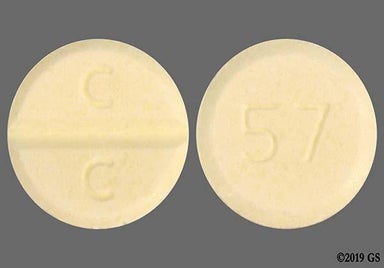 Yellow Round 57 And C C - Clozapine 100mg Tablet