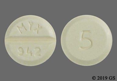 Yellow Round MYX 942 - Diazepam 5mg Tablet