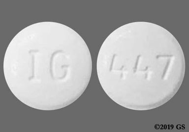 White Round 447 - Lisinopril/Hydrochlorothiazide 20mg-12.5mg Tablet