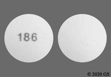 White Round 186 - Doxylamine Succinate and Pyridoxine Hydrochloride 10mg-10mg Delayed-Release Tablet