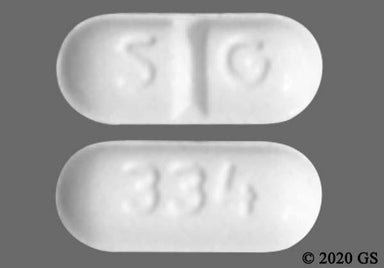White Oblong 334 And S G - Ethacrynic Acid 25mg Tablet