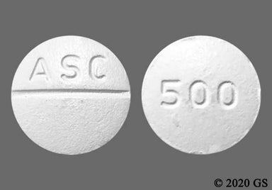 White Round 500 And Asc - Methocarbamol 500mg Tablet