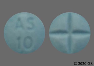 Blue Round AS 10 - Amphetamine Sulfate 10mg Tablet