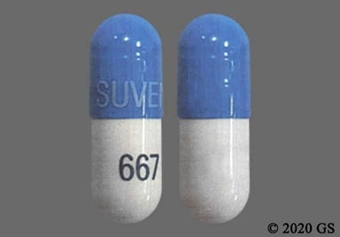 White, Blue Capsule SUVEN 667 - Calcium Acetate 667mg Capsule