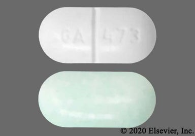 Green And White Oblong Ga 473 - Orphengesic Forte 50mg-770mg-60mg Tablet