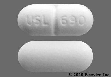 White Oblong USL 690 - Ethacrynic Acid 25mg Tablet
