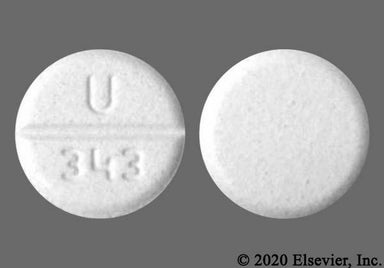 White Round U 343 - Baclofen 10mg Tablet