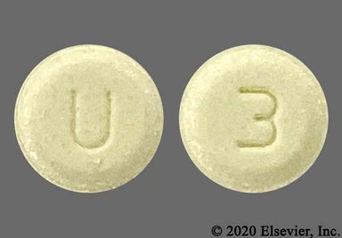 Yellow Round U And 3 - Chlorthalidone 25mg Tablet