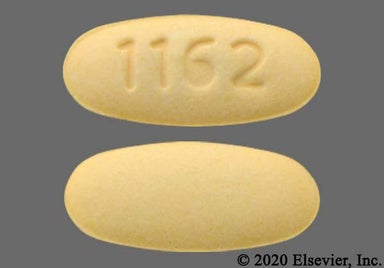 Yellow Oval 1162 - Meclizine Hydrochloride 25mg Tablet