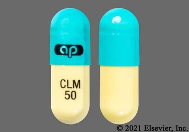 White, Blue Capsule ap CLM 50 - Clomipramine Hydrochloride 50mg Capsule