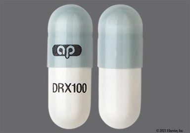 Blue, White Capsule ap DRX100 - Droxidopa 100mg Capsule
