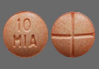 Peach Round 10 Mia - Dextroamphetamine Sulfate 10mg Tablet