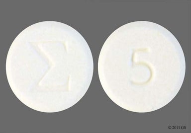 Yellow Round 5 And Logo - Amiloride Hydrochloride 5mg Tablet
