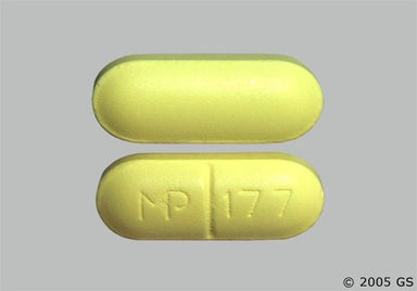 Yellow Oblong MP 177 - Salsalate 750mg Tablet