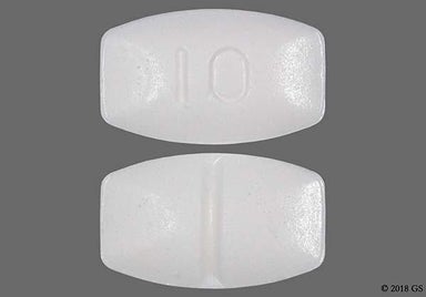 White Modified Rectangle 10 - Buspirone Hydrochloride 10mg Tablet