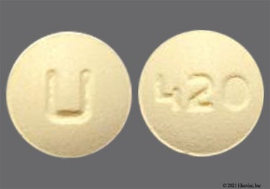 Yellow Round U And 420 - Amitriptyline Hydrochloride 25mg Tablet