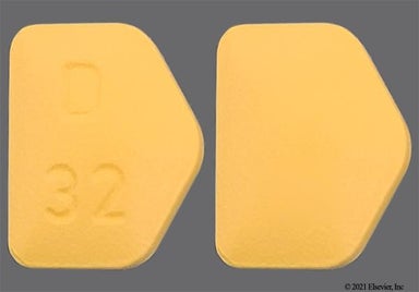 Yellow D-Shaped D 32 - Cyclobenzaprine Hydrochloride 10mg Tablet