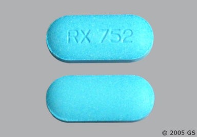 Blue Oblong Rx 752 - Cefuroxime Axetil 500mg Tablet