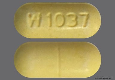 Yellow Oblong W 1037 - Methenamine Hippurate 1g Tablet