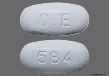 White Oval 584 And O E - Metformin Hydrochloride 500mg Extended-Release Tablet