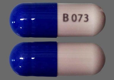 Blue And Gray B 073 - Butalbital/Acetaminophen/Caffeine/Codeine Phosphate Capsule