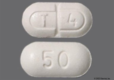 White Oblong T 4 And 50 - Levothyroxine Sodium 50mcg Tablet