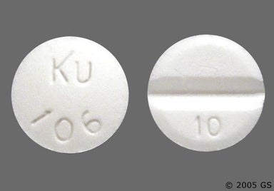 White Round KU 106 - Isosorbide Mononitrate 10mg Tablet