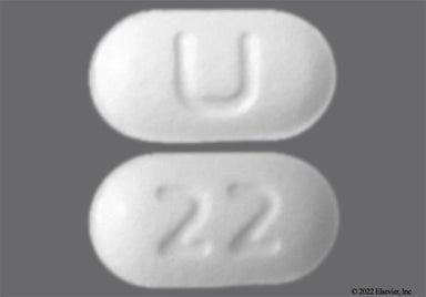 White Oblong U And 22 - Atenolol 25mg Tablet