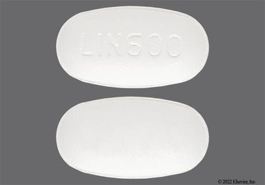White Oblong Lin 600 - Linezolid 600mg Tablet