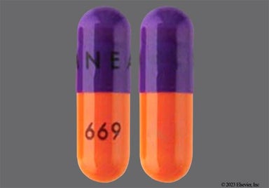 Orange And Purple Amneal 669 - Acebutolol Hydrochloride 200mg Capsule