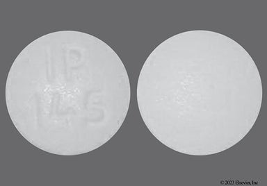 White Round IP 145 - Hydrocodone Bitartrate/Ibuprofen 7.5mg-200mg Tablet