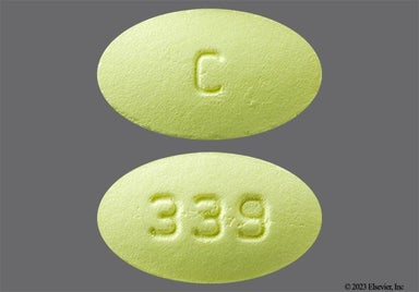 Yellow Oval 339 - Losartan Potassium/Hydrochlorothiazide 100mg-25mg Tablet