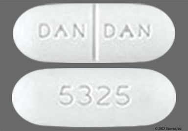 White Oblong Dan Dan And 5325 - Probenecid/Colchicine 500mg-0.5mg Tablet