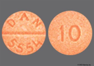 Orange Round DAN 5554 - Propranolol Hydrochloride 10mg Tablet