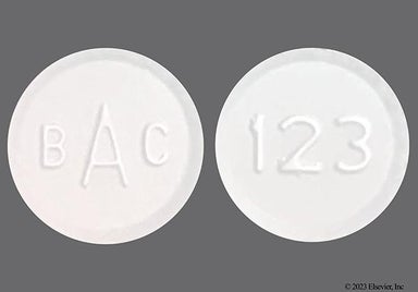 White Round 123 And Bac - Butalbital/Acetaminophen/Caffeine 50mg-325mg-40mg Tablet